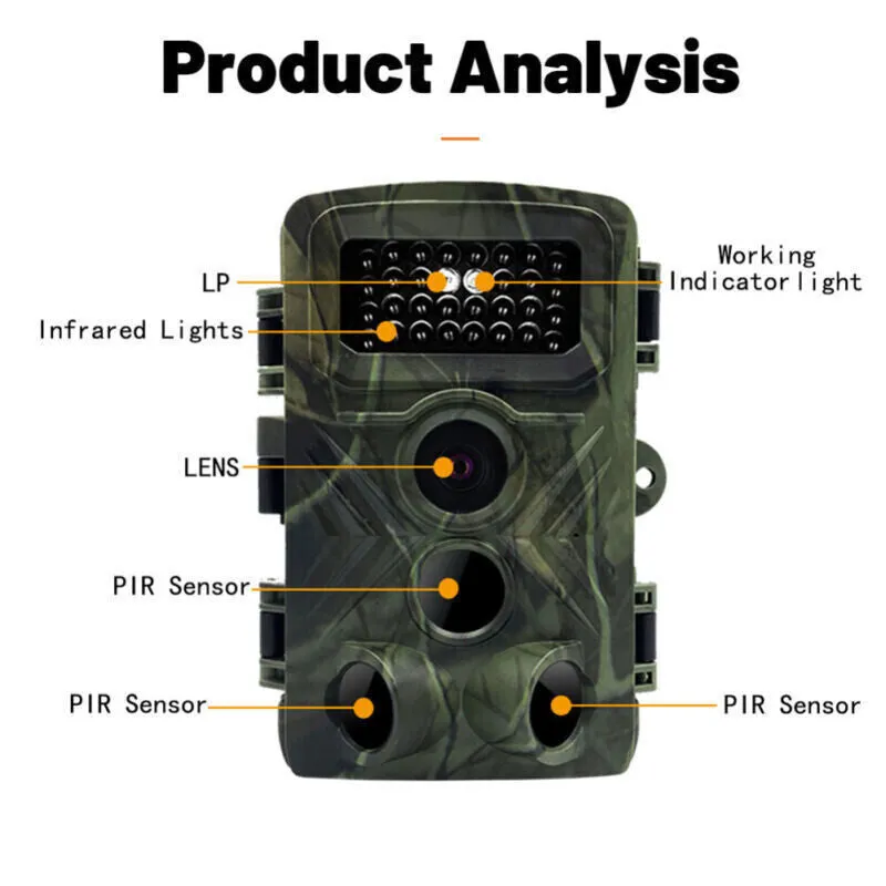 36MP 1080P Night Vision Hunting Trail Camera with 120° Lens