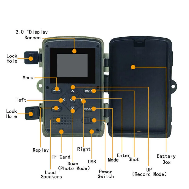 36MP 1080P Night Vision Hunting Trail Camera with 120° Lens