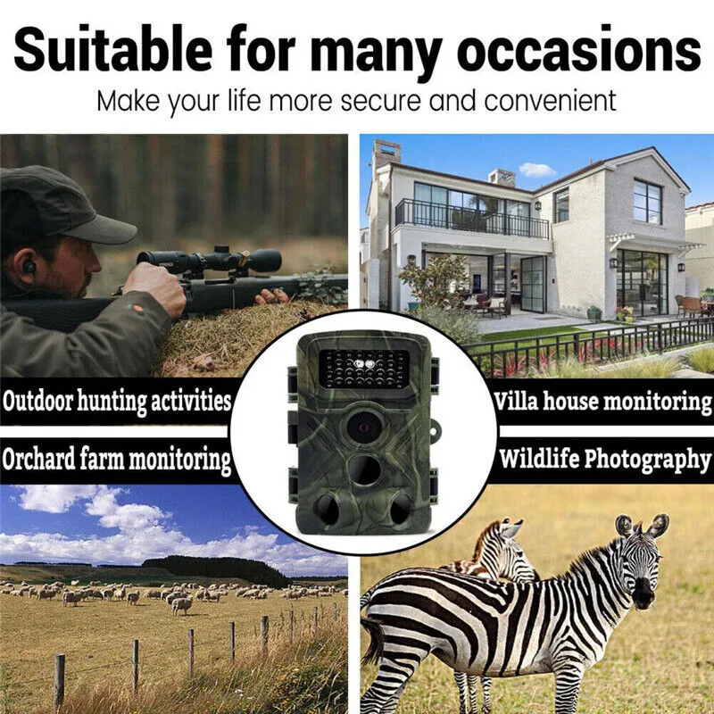 36MP 1080P Night Vision Hunting Trail Camera with 120° Lens