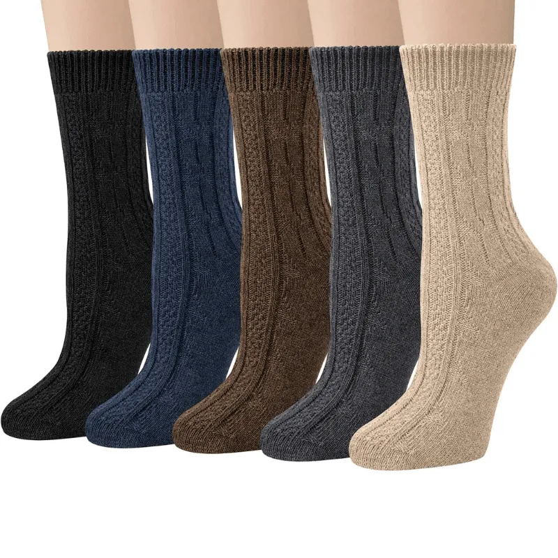 5 Pairs Versatile Wool Blend Socks – All Day Warmth