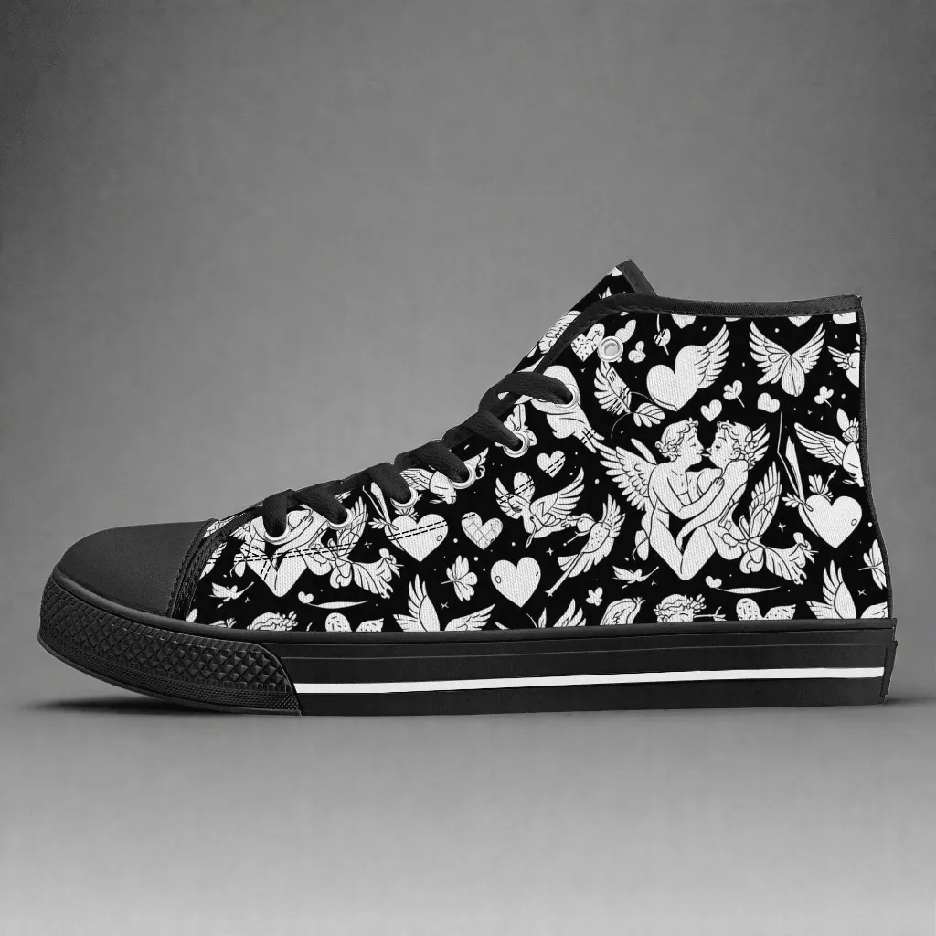 Abstract Love Mens High Top Canvas Shoes