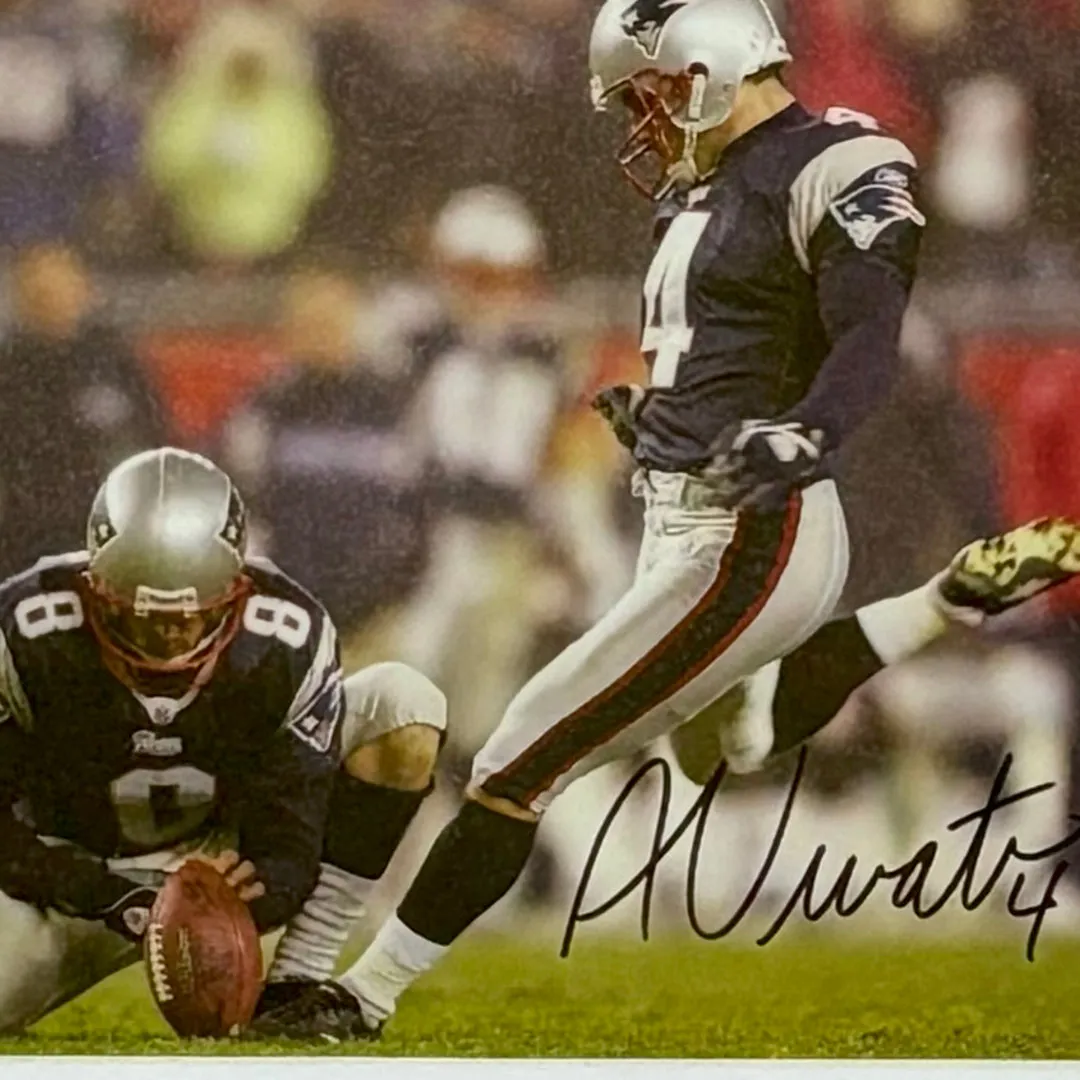 Adam Vinatieri Signed New England Patriots Framed 8x10 Photo