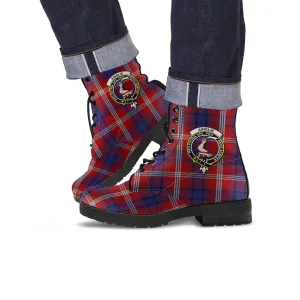 Ainslie Tartan Leather Boots with Family Crest