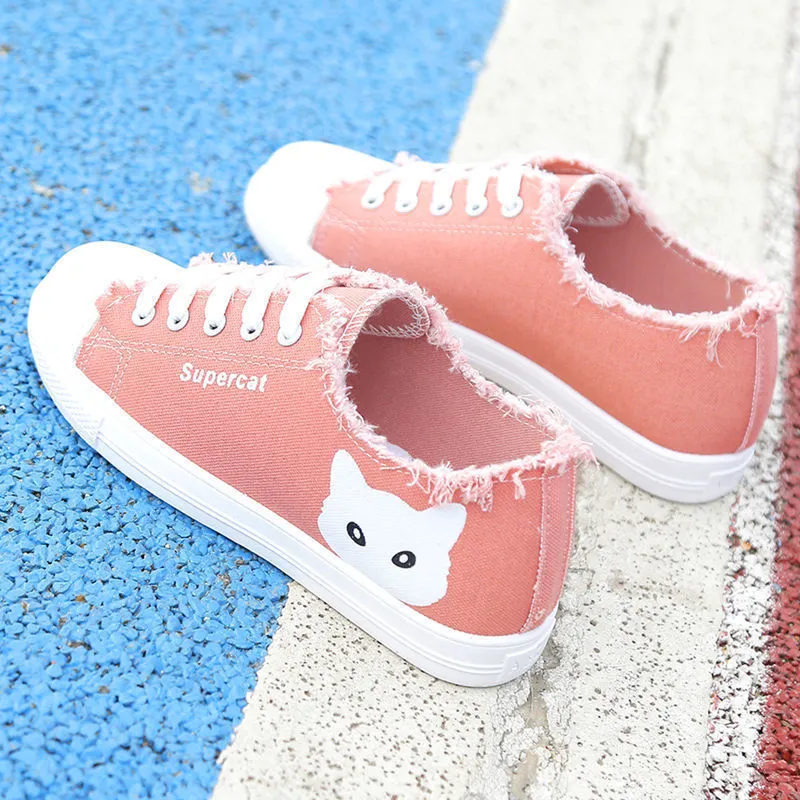 Amozae  Women Canvas Sneakers 2022 Spring Autumn Student Casual Flats Woman School Lace-Up White Low Cut Sports Shoes Zapatos De Mujer