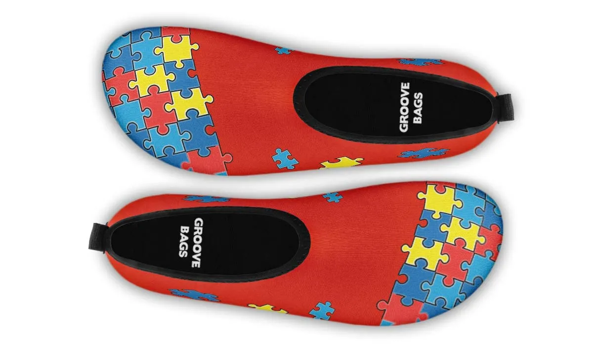 Autism Awareness Puzzle Aqua Barefoot Shoes