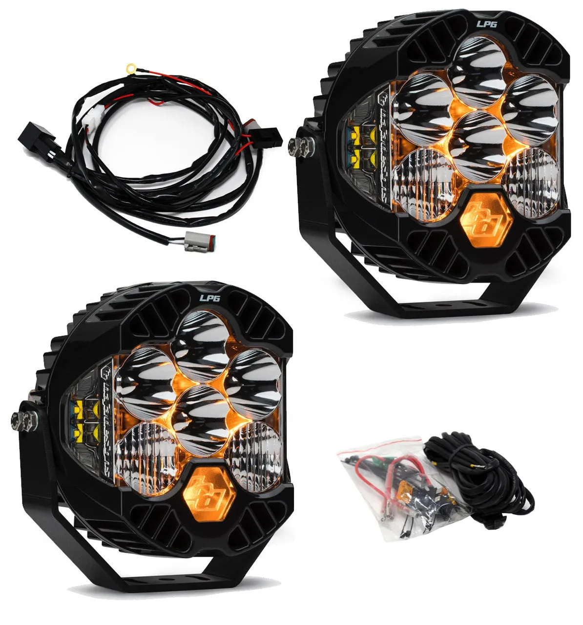 Baja Designs - LP6 Pro LED Auxiliary Light Pod Pair - Universal / Driving Combo   Wiring Harness