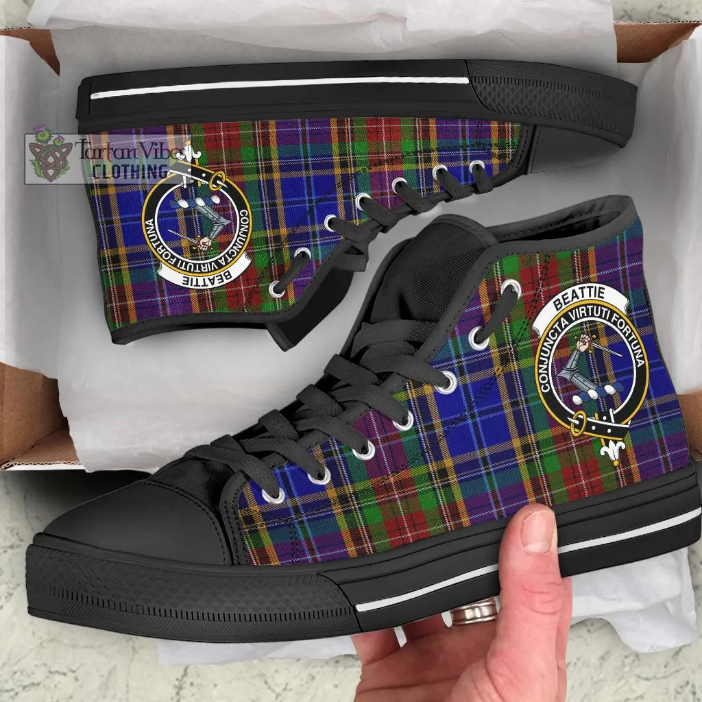 Beattie Tartan High Top Shoes with Family Crest