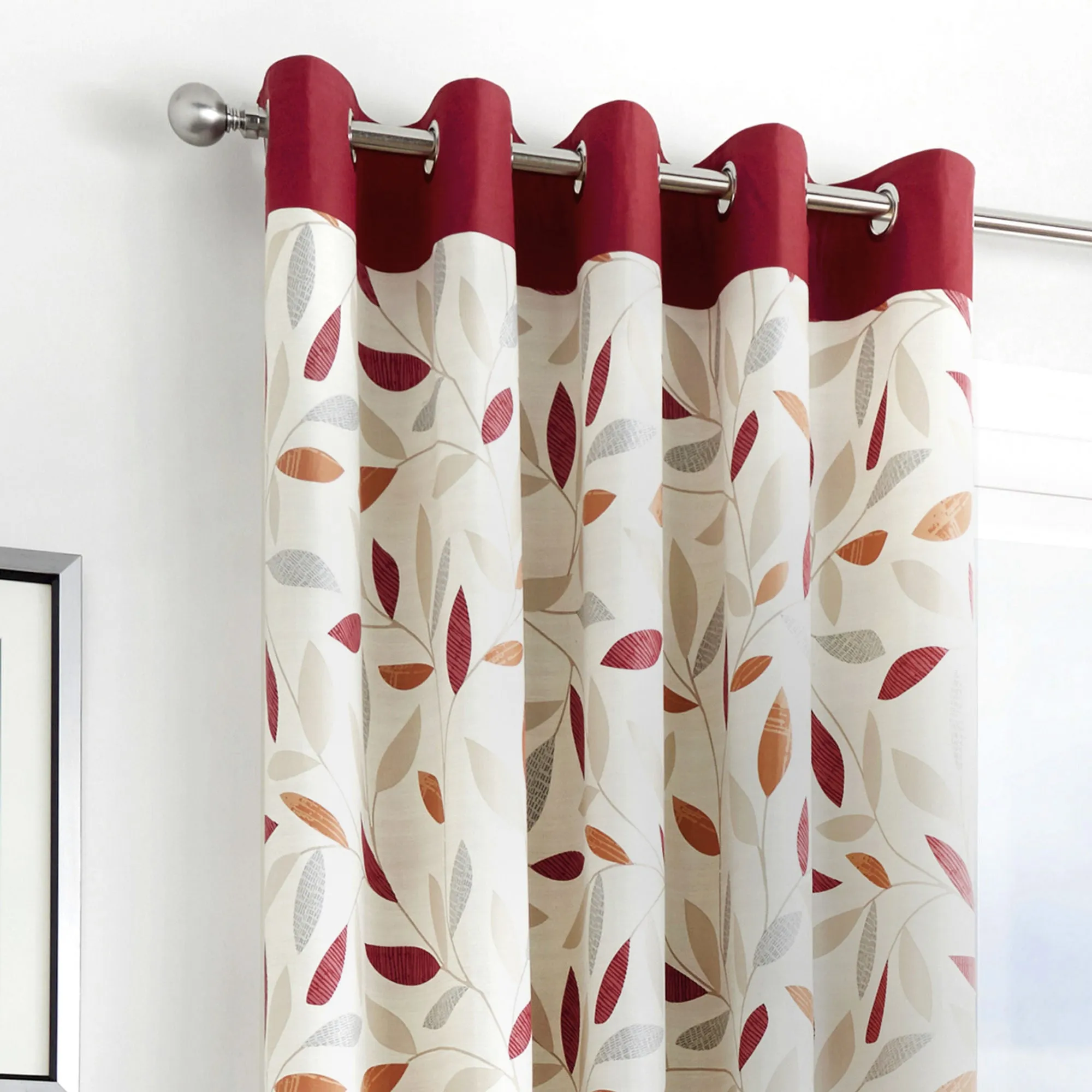 Beechwood Pair of Eyelet Curtains by Fusion in Red