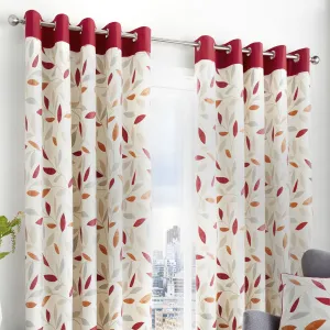 Beechwood Pair of Eyelet Curtains by Fusion in Red