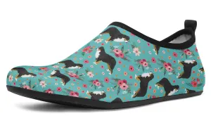 Bernese Mountain Dog Flower Aqua Barefoot Shoes