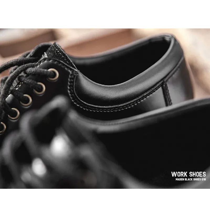 Black Genuine Leather Work Shoes