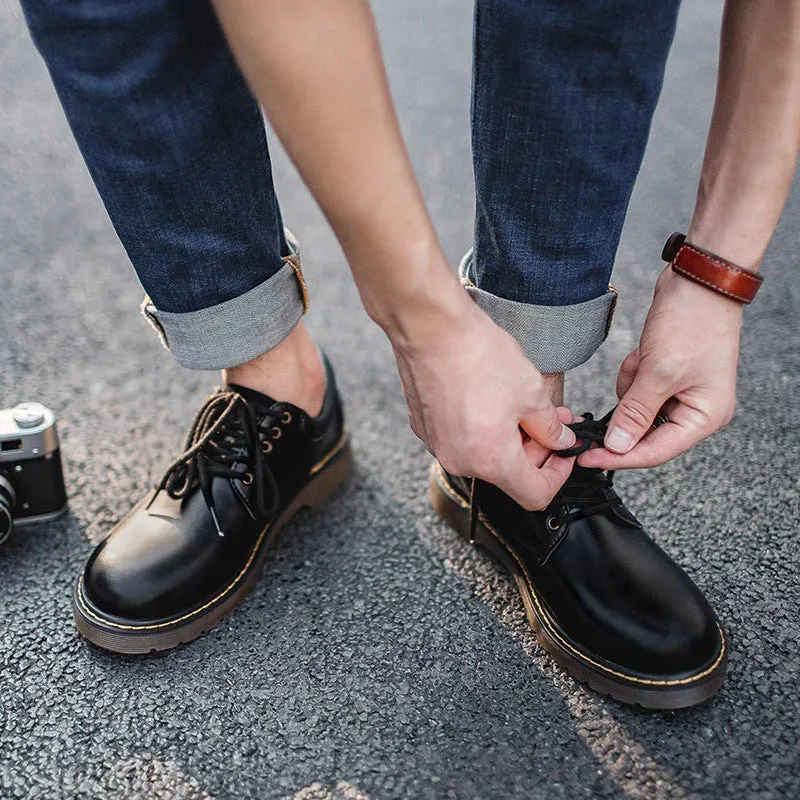 Black Genuine Leather Work Shoes