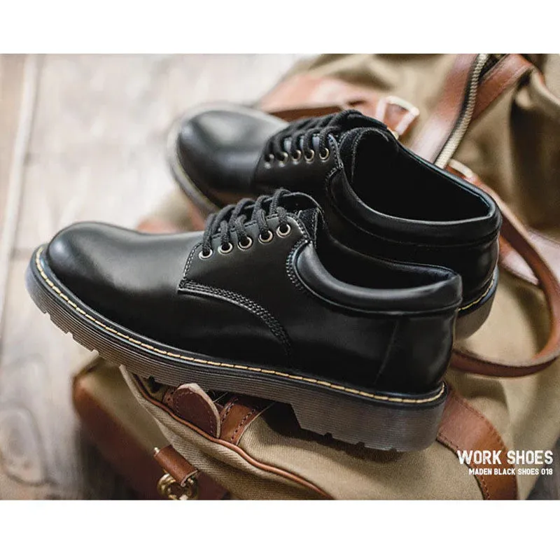 Black Genuine Leather Work Shoes