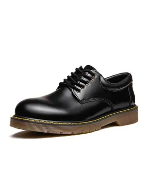 Black Genuine Leather Work Shoes