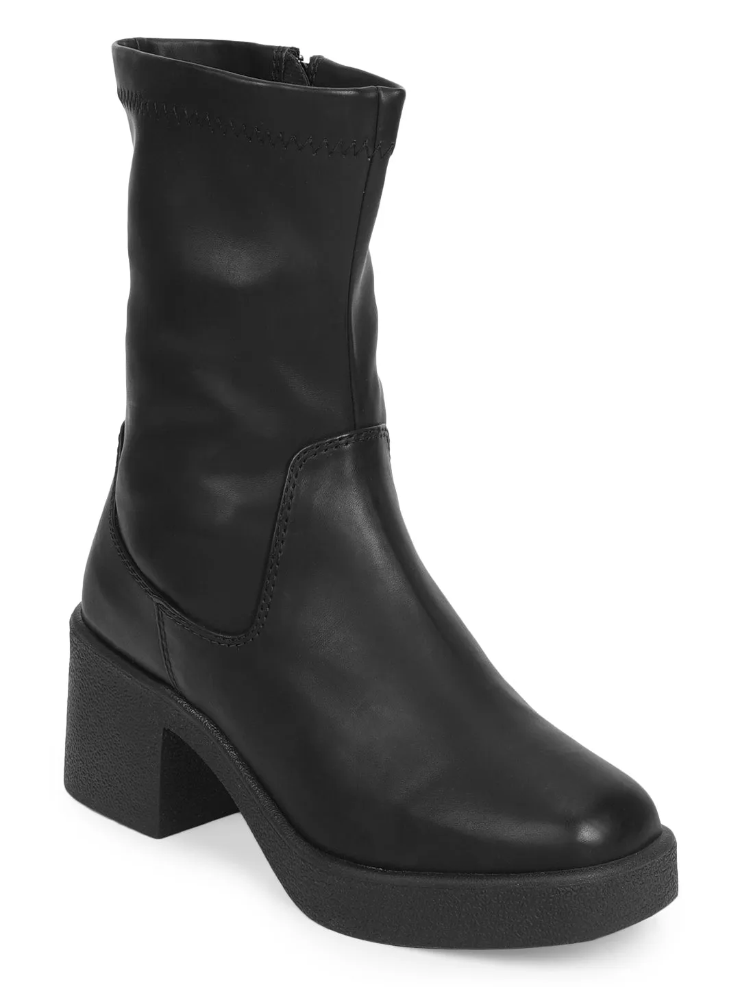 Black PU Block Ankle Boots (TC-ST-1263-BLK)