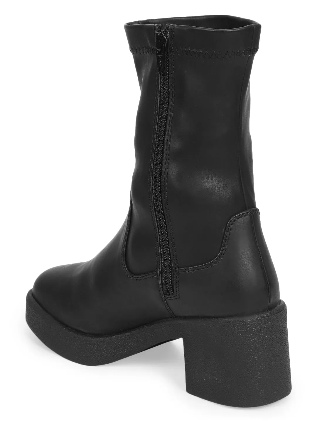 Black PU Block Ankle Boots (TC-ST-1263-BLK)