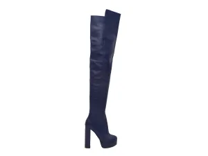 Blue Elie Saab Over-The-Knee Heeled Boots Size 40