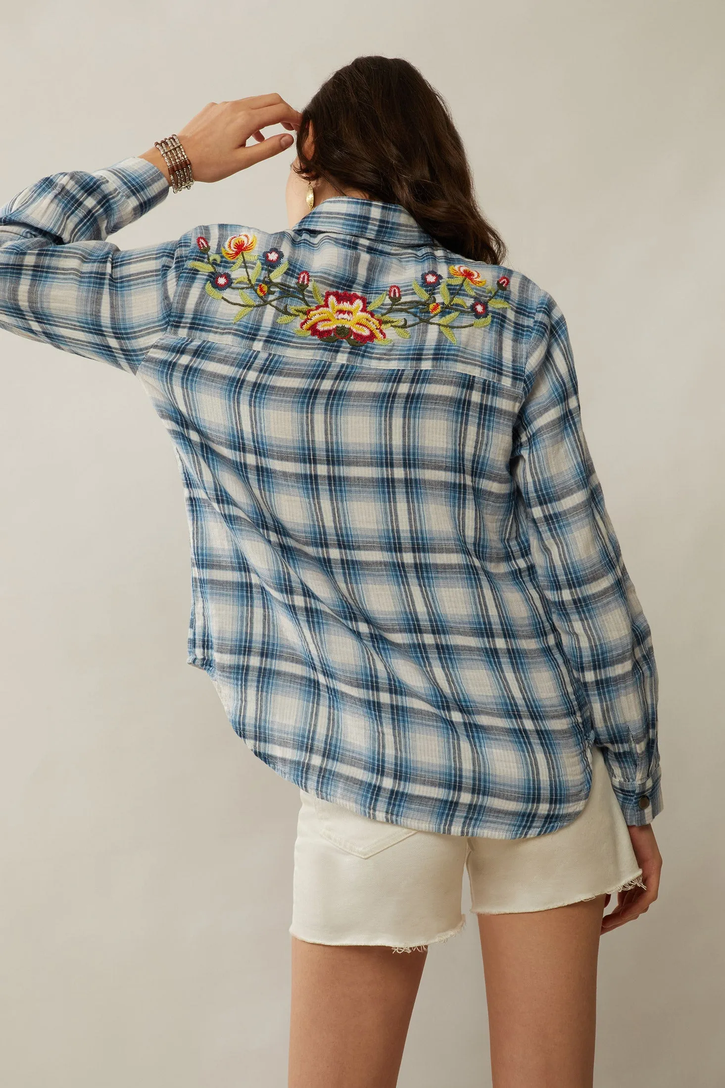 Bohera Trail Blossoms Embroidered Shirt