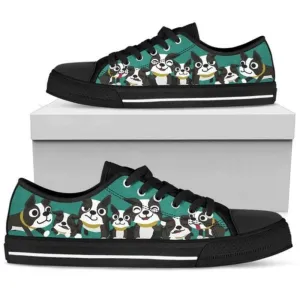 Boston Cat Terrier Low Top Shoes - Trendy Footwear, Dog Printed Shoes, Canvas Shoes For Men, Women