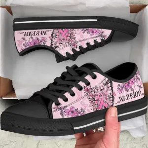 Breast Cancer Shoes Warrior Butterfly Flower Low Top Shoes Canvas Shoes, Best Canvas Shoes, Low Top Sneaker