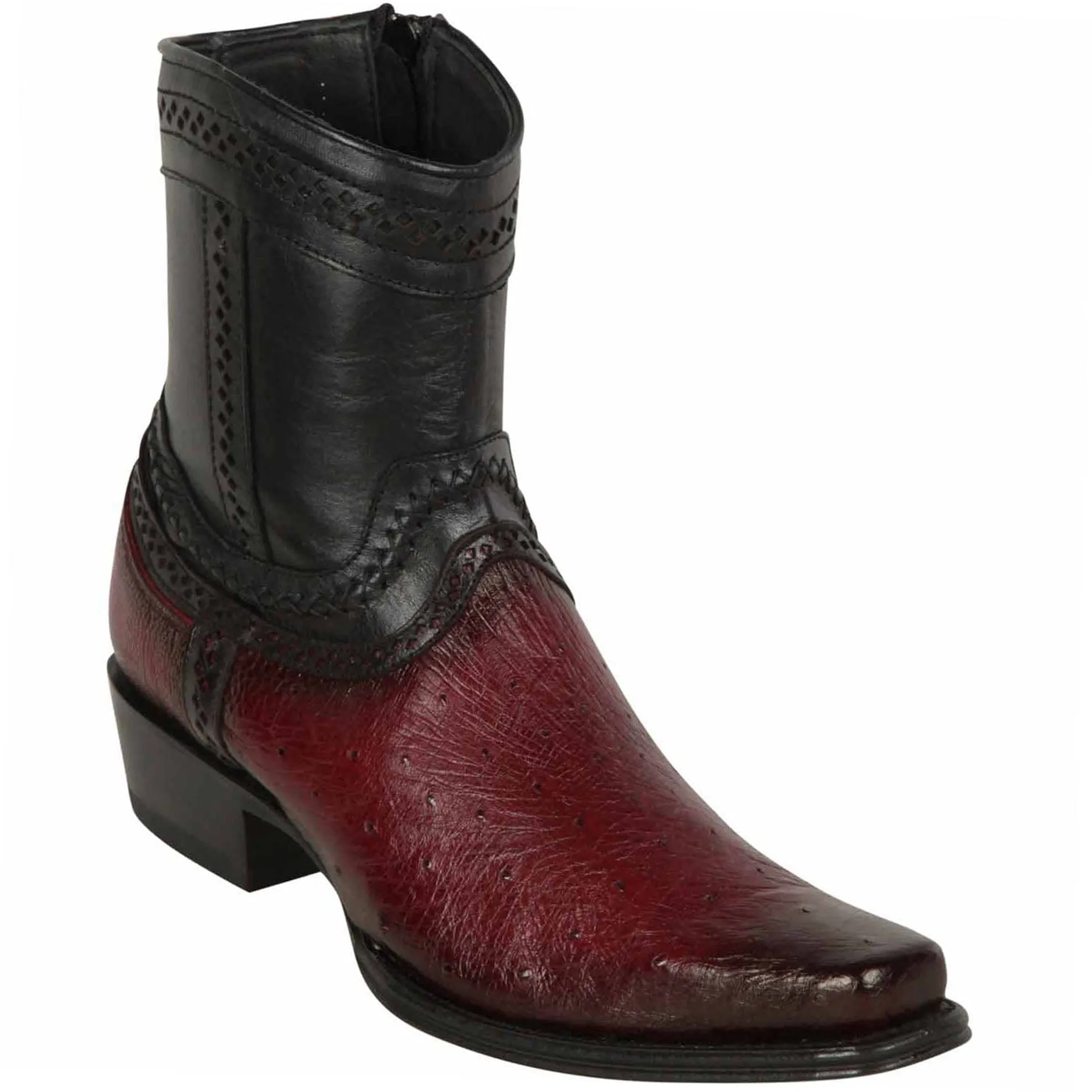 Burgundy Smooth Ostrich Short Cowboy Boots