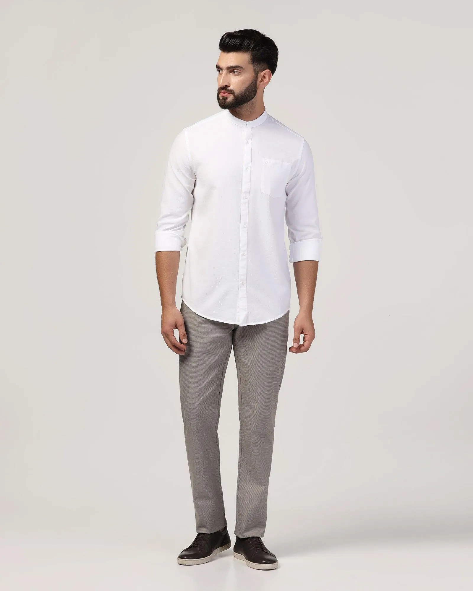 Casual White Textured Shirt - Jolt