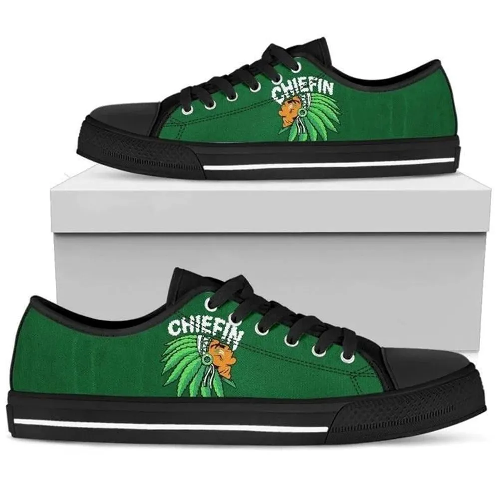 Chiefin Tribal Green Canvas Low Top Shoes, Low Top Sneaker, Low Top Canvas Shoes