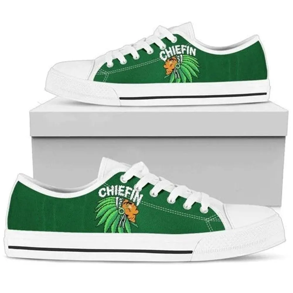 Chiefin Tribal Green Canvas Low Top Shoes, Low Top Sneaker, Low Top Canvas Shoes