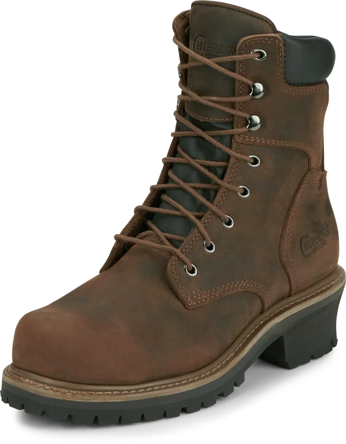 Chippewa Mens Hador 8in Steel Toe Logger Tough Bark Leather Work Boots