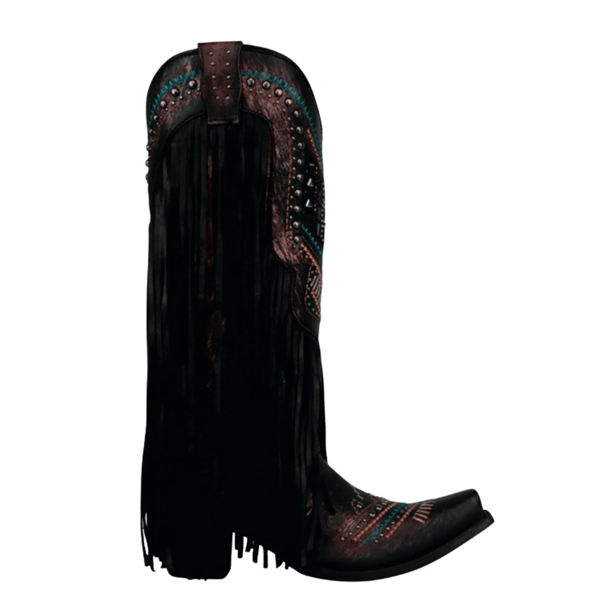 Corral Women's Black Embroidery Crystal Fringe Boots