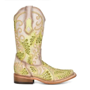 Corral Womens C3967 Green/Neon White Leather Western Cowboy Boots