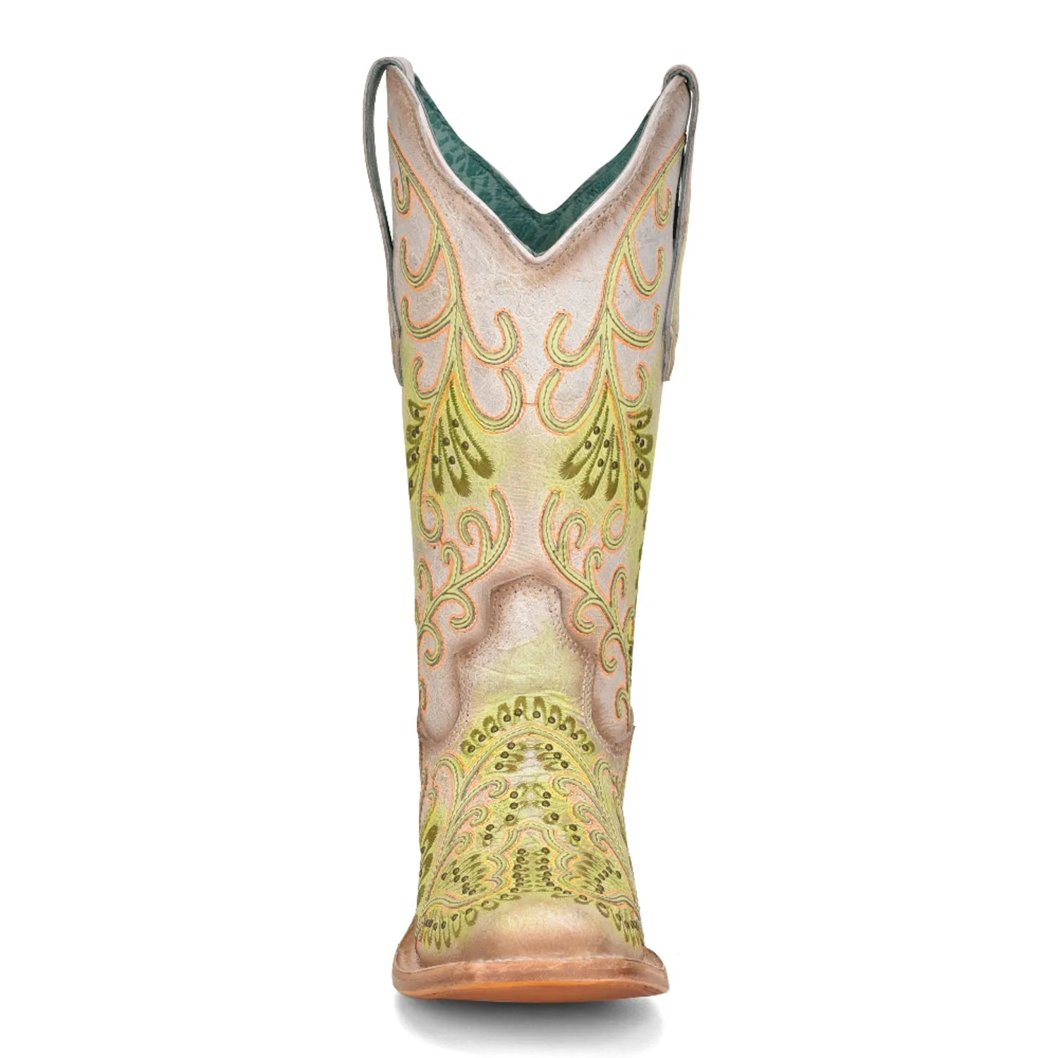 Corral Womens C3967 Green/Neon White Leather Western Cowboy Boots