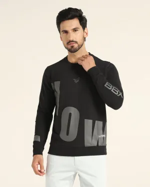 Crew Neck Black Solid Sweatshirt - Chandler