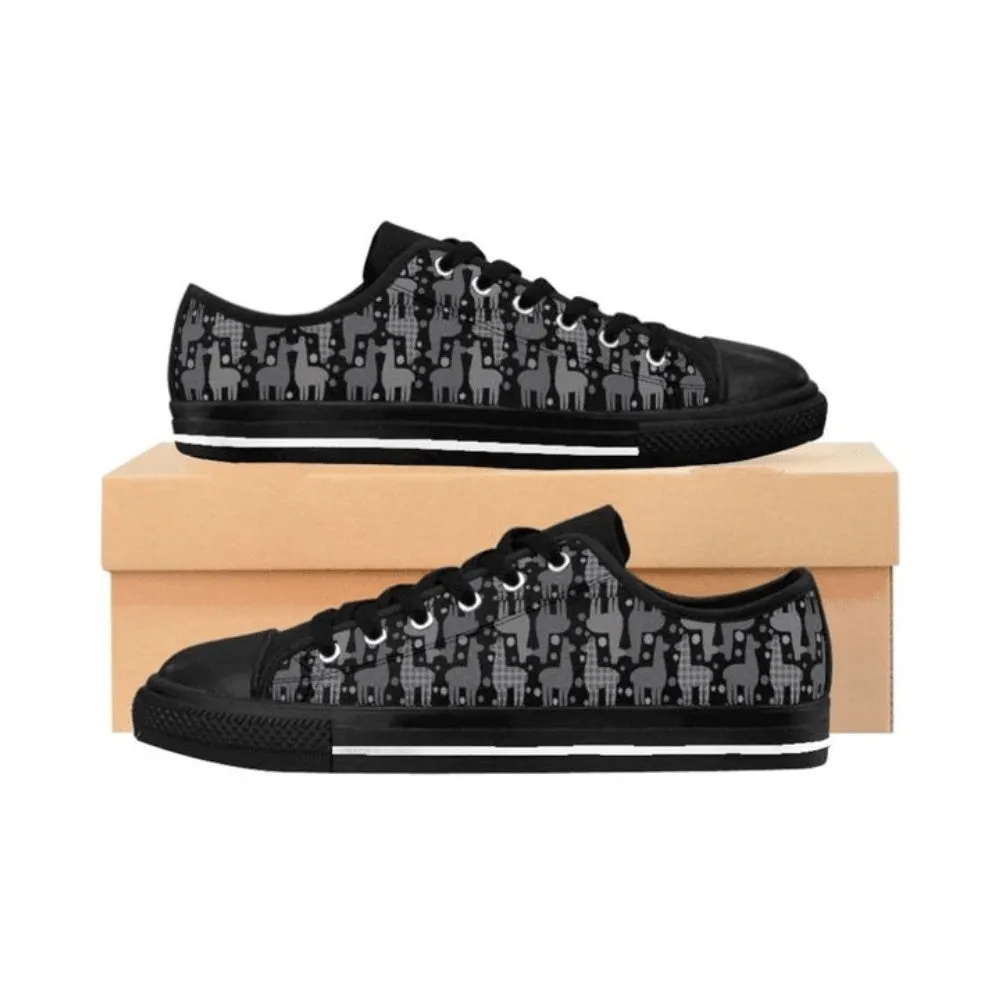 Cute Llama Tennis Low Top Shoes, Animal Print Canvas Shoes, Print On Canvas Shoes