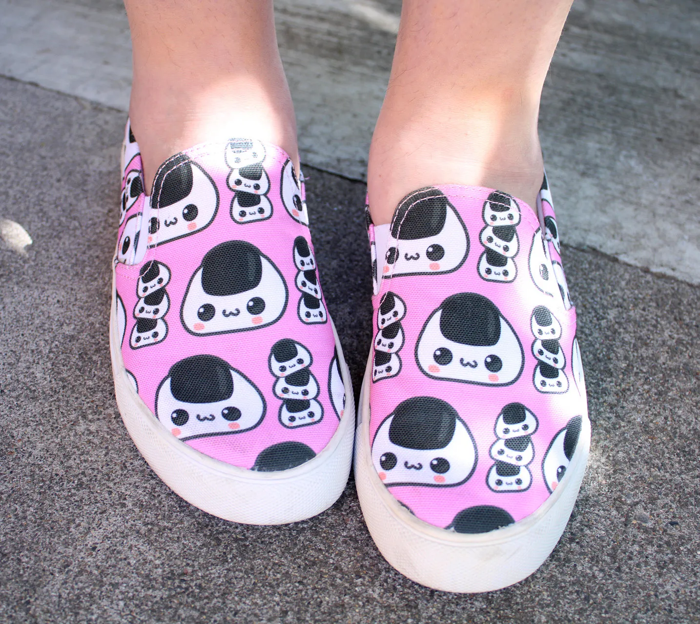 Cute Rice Ball Pink Women's Slip On Shoes