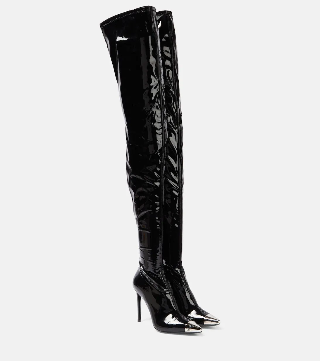 David Koma patent leather boots, black