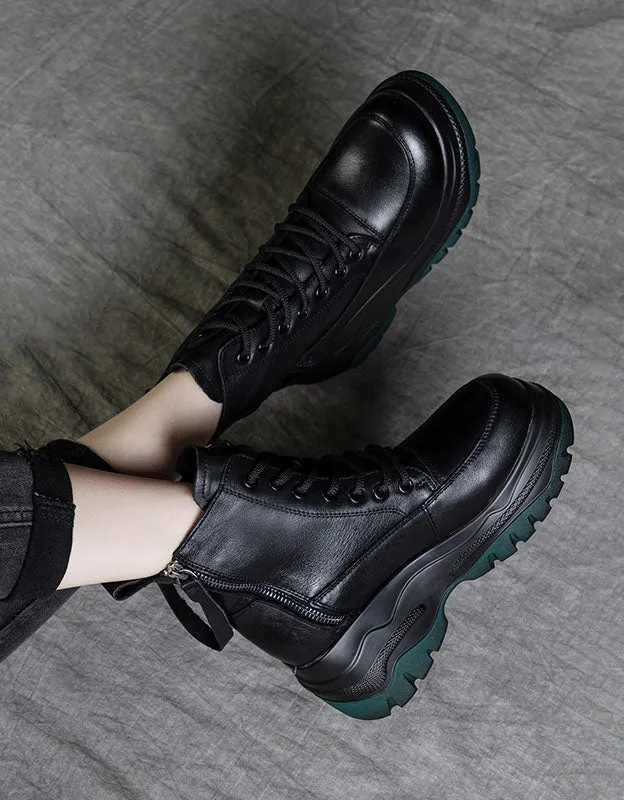 Double Zipper Retro Platform Winter Boots