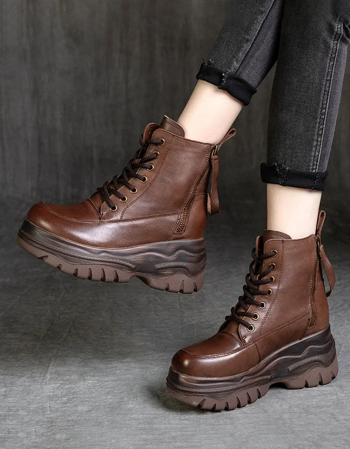 Double Zipper Retro Platform Winter Boots