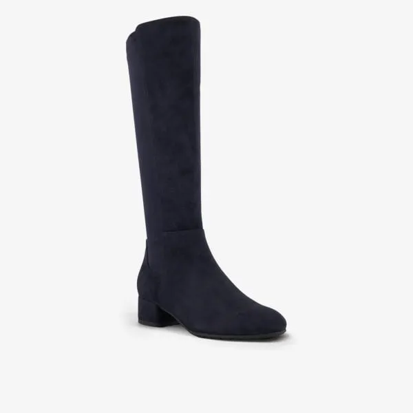 Dune Tayla Block Heel Suede Boots, Navy