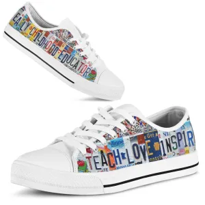 Early Childhood Education License Plates Low Top Shoes, Teacher Shoes, Low Top Sneakers