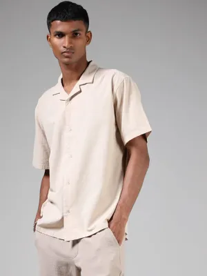 ETA Beige Self-Textured Relaxed-Fit Shirt