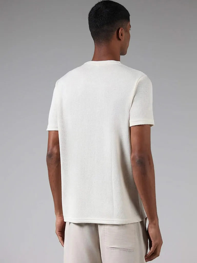 ETA White Rough Textured Cotton Blend Slim-Fit T-Shirt