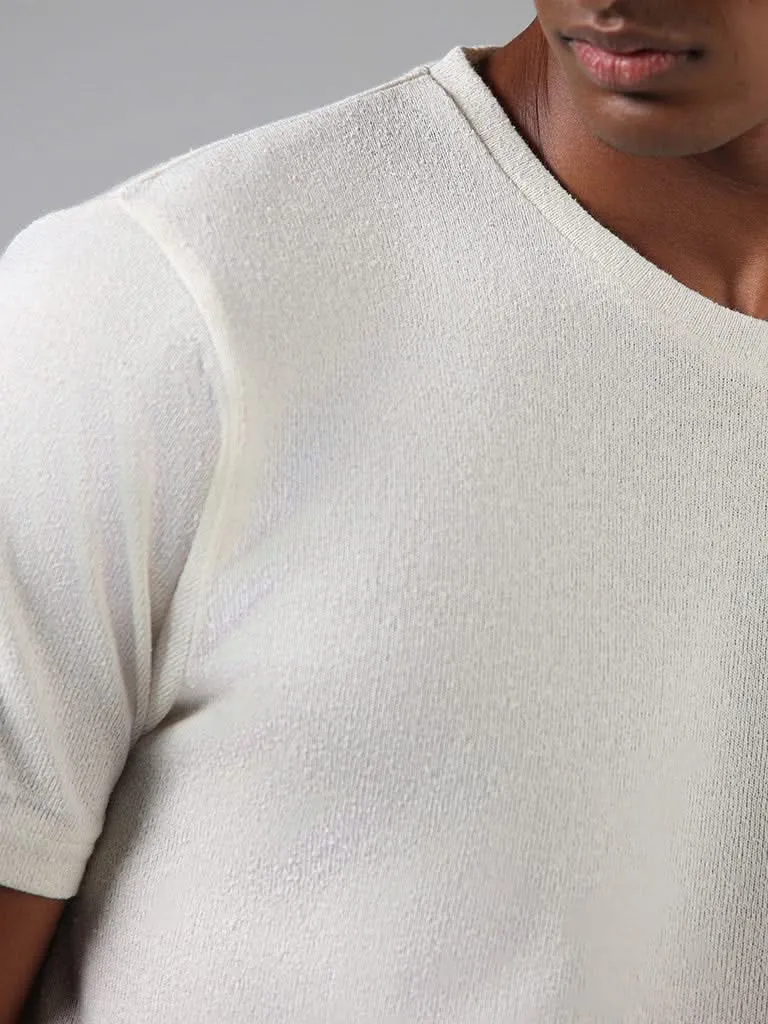 ETA White Rough Textured Cotton Blend Slim-Fit T-Shirt