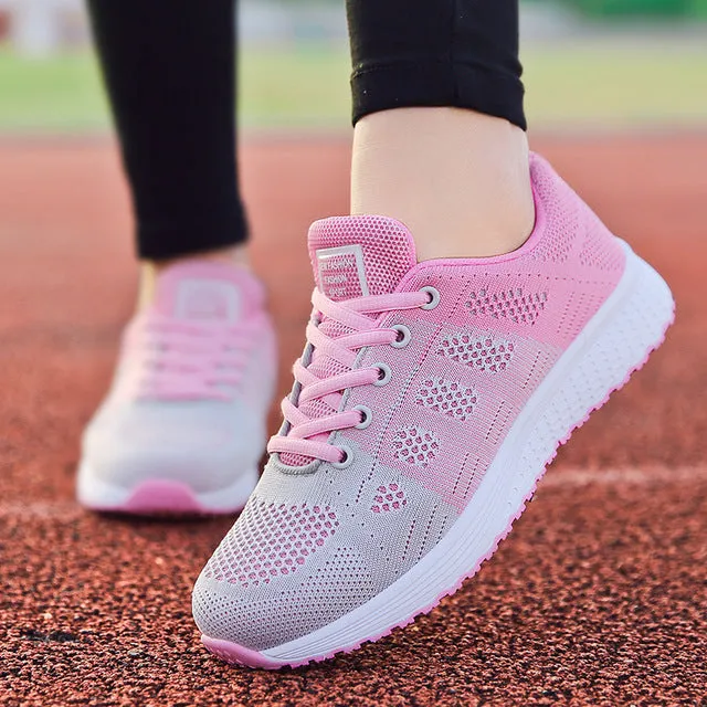 Factory Direct Women Casual Shoes Fashion Breathable Walking Mesh Flat Shoes Sneakers Women 2019 Gym Vulcanized Tenis Feminino