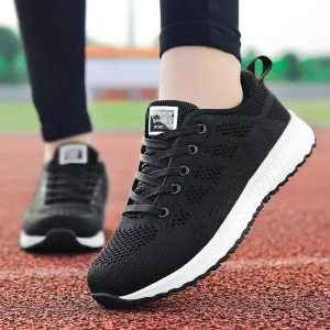 Factory Direct Women Casual Shoes Fashion Breathable Walking Mesh Flat Shoes Sneakers Women 2019 Gym Vulcanized Tenis Feminino