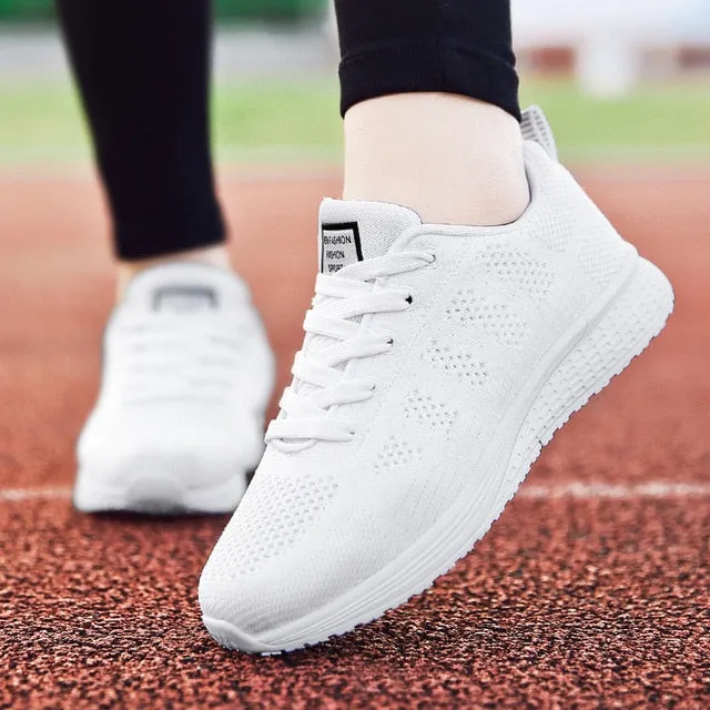 Factory Direct Women Casual Shoes Fashion Breathable Walking Mesh Flat Shoes Sneakers Women 2019 Gym Vulcanized Tenis Feminino