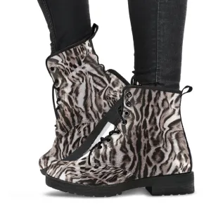Fashion Combat Boots - Distressed Animal Print #103 | Vegan Leather, Vegan Shoes, Custom Shoes Women, Women's Boots, Unisex Boots, Safari