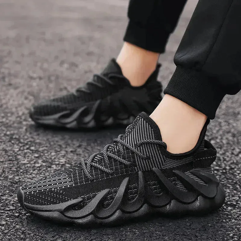 Fashion Sneakers With Wave Sole Cool Sports Shoes Men