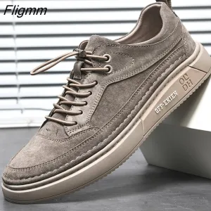 Fligmm Men Shoes fashion Genuine Leather Loafers Breathable Autumn lace up comfortable Casual Shoes Outdoor Men Sneakers shoes 516