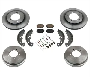 Front Brake Disc Rotors Pads Brake Drums Shoes Springs Kit for 05-06 Suzuki XL-7